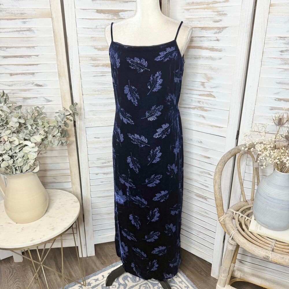 VTG REGGIO Women's Size 10 Silk Velvet Maxi Dress Sapphire Demure Cocktail Event - Picture 5 of 16